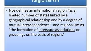 INTERNATIONAL RELATIONS AND REGIONAL PROSPERITY