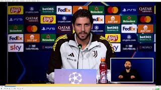 VIDEOCONFERENZA THIAGO MOTTA VIGILIA JUVENTUS PSV EINDHOVEN 16 09 2024 ANCHE CON MANUEL LOCATELLI