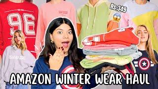 Amazon Winter Wear Haul️ Oversized Sweatshirt & Hoodies Starting at ₹349 