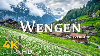 Wengen , Switzerland 4K Amazing Aerial Film - The most beautiful Swiss villages - Video 4K HDR