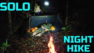 NIGHT HIKE & SOLO CAMPING In The Woods | Wet Weather Fire | BBQ & COFFEE