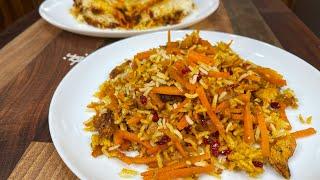 هویج‌پلو با مرغ به سبک نواب ابراهیمی - havij polo (carrot, rice and chicken) by navab