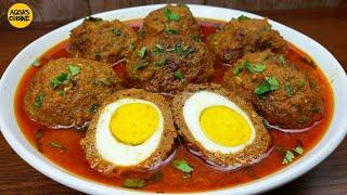 Try This Easiest Nargisi Kofta Curry Recipe, Egg Stuffed Meatballs, Egg Kofta Curry, Koftay Ka Salan