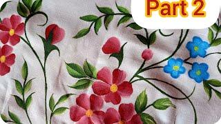 tutorial painting kurti design|fabric painting on clothes|flower painting||