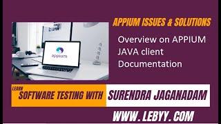 Appium Tutorial in Telugu | by Surendra Jaganadam| Appium JAVA Client Documentation #appium