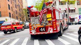 **RIDE with the FDNY!** Heavy AIRHORN Response to FIRE on 7th Floor of Garage [ MAN Box 1065 ]