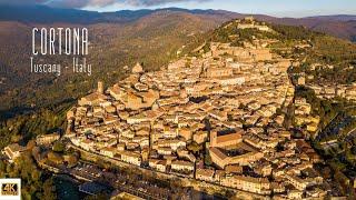  4K drone video of Cortona, Tuscany, Italy