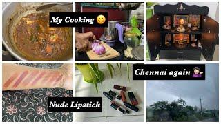 Vlog 62 || Sunday Vlog || My Cooking  || Came to Chennai again 🫠 || Nude lipstick - dusky skin 