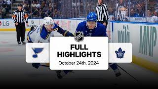 Blues at Maple Leafs | October 24, 2024 | NHL Full Game Highlights