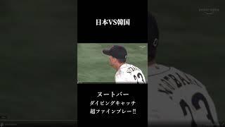WBC 日本VS韓国 ヌートバー 気迫のダイビングキャッチ チームを救う超ファインプレー‼