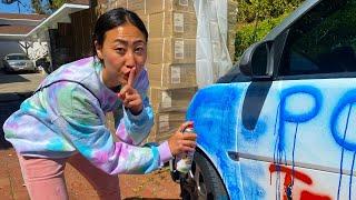 Lizzy Capri Spray Paints Carter Sharer's Smart Car #Shorts