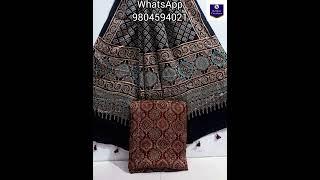 Modal Silk Ajrakh Handblock Printed natural dyed Top & Dupatta #ajrakh 9804594021 #trending #suits