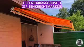 Gelenkarmmarkise u Zip-Senkrechtmarkise