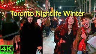 【4K】FREEZING TORONTO NIGHTLIFE | DOWNTOWN FRIDAY NIGHT WALK (December 2024)