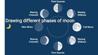 How to draw the different phases of moon , step by step drawing ||art and fun with janvi Raina||