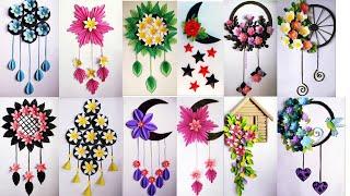 12 best wallhanging craft for room decoration|| unique wallmate ideas|| paper flower wallhanging