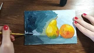 "Fruits" (4/300 Painting challenge) Still life acrylics painting on panel