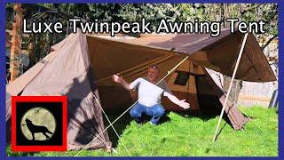 Luxe Outdoors Twinpeak 5 person Awning Hot Tent Set Up and Overview