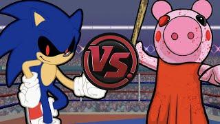 SONIC.EXE vs PIGGY! (Sonic The Hedgehog vs Piggy Roblox Cartoon Rap Battle) CARTOON RAP ATTACK!