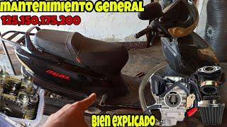 COMO HACER MANTENIMIENTO A UNA MOTO SCOOTER 125,150,175/ LIMPIEZA DE CARBURADOR/ BALANCINES /BUJIA