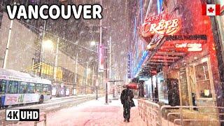  【4K】️️️ EXTREME SNOWSTORM  in Downtown Vancouver BC, Canada 2024.