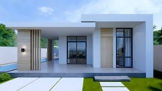 Modern Small House Design Ideas: 6X9 Mtrs - 2 Bedrooms + Swimming Pool & Floor Plan