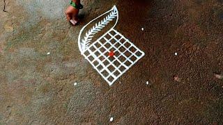 Aadi 1 special easy rangoli|aadivelli kolam|5*1 dots Begginners rangoli|muggulu|Beautiful rangoli