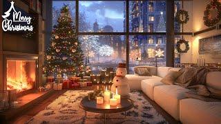 A Luxurious Christmas Eve  Gentle Jazz in a Chic Living Room for Unwinding, Relaxing, and Working