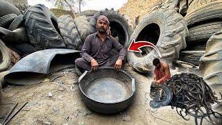 Incredible Process of Recycling Old Tires || The Complete Procedure to Make Tub from Scrap Tires