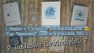 1 Stanze = 3 schnelle Weihnachtskarten + Charlie & Paulchen Homestory I (Lillekat) inkl. Gewinnspiel