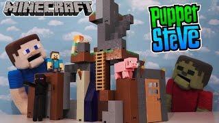 Minecraft Survival Mode Playset Mattel Overworld Huge Base unboxing Puppet Steve