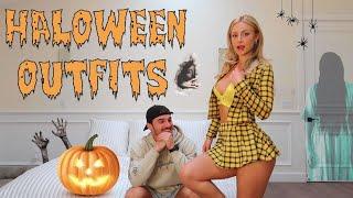 Boyfriend rates Halloween costumes( try on haul)