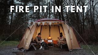 I put a fire pit inside my tent! You won’t believe this INSANE hack for winter camping!