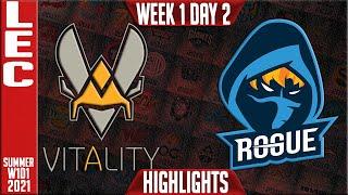 VIT vs RGE Highlights | LEC Summer 2021 W1D2 | Team Vitality vs Rogue