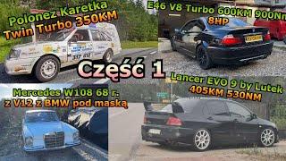 Polonez karetka TwinTurbo BMW E46 V8 Turbo z 8hp oraz Lancer EVO 9 Wizyta na Podlasiu