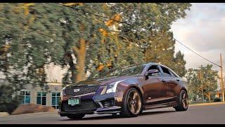 Wrapped Cadillac ATS-V with Maverick Man Carbon Wickerbill Spoiler