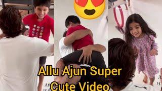 Allu Arjun Super Cute Video | Icon Star #AlluArjun meets Arha & Ayaan after Quarantine