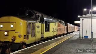 Colas Rail class 37s on Network Rail test train at Hastings 28/12/2022