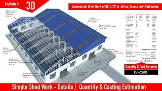 Simple commercial Roofing Shed Work - Truss Work of 80 x 70 feet  - Metal Roofing in Tamil