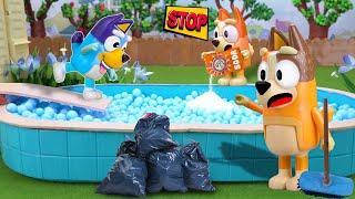 Bluey’s Eco-Friendly Pool Clean-Up | Fun Safety Lessons for Kids | Pretend Play with Bluey Toys