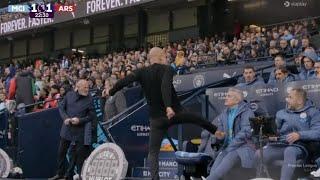 Pep Guardiola Reaction after Riccardo Calafiori Goal, ManchesterCity of Arsenal (2-2) Highlights