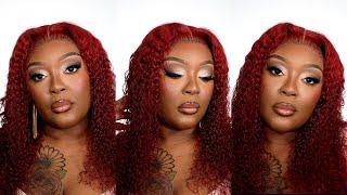 Must Have | burgundy 99j Curly HD lace front wig| Winter Style | worldnewhair