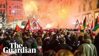 Pro-Palestine demonstrators march in Paris before France-Israel game