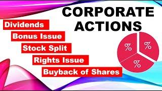 Corporate Actions-Dividend, Bonus, Stock Split, Rights Buyback English for commerce and MBA students