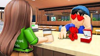 I Worked At A Cafe.. Strange Customer Has A CRUSH On Me.. (Roblox Bloxburg)