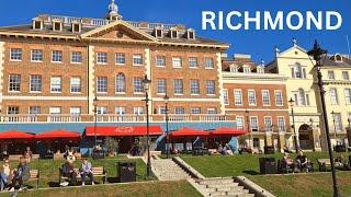  RICHMOND WALKING TOUR, LONDON CITY WALK, BEAUTIFUL RICHMOND RIVERSIDE AND TOWN CENTRE WALK, 4K