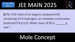 0.01 mole of an organic compound (X) containing 10 % hydrogen, on complete combustion produced 0.9 g