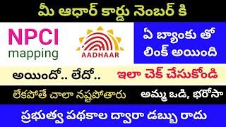 NPCI mapping check || how to check aadhar NPCI mapping || how to check bank account NPCI