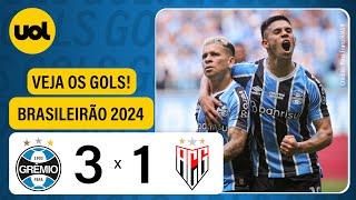 GRÊMIO 3 X 1 ATLÉTICO-GO - BRASILEIRÃO 2024; VEJA OS GOLS DE DEREK, SOTELDO, PEPÊ E VILLASANTI