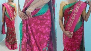 cotton silk saree draping tutorial step by step | very easy and simple steps saree draping